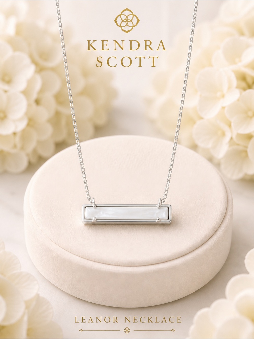 Kendra Scott Leanor Bar Pendant Necklace in Silver & White MOP